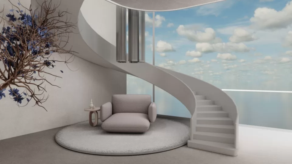 1100 VR apartment loft interior baked low render JPEG jpg