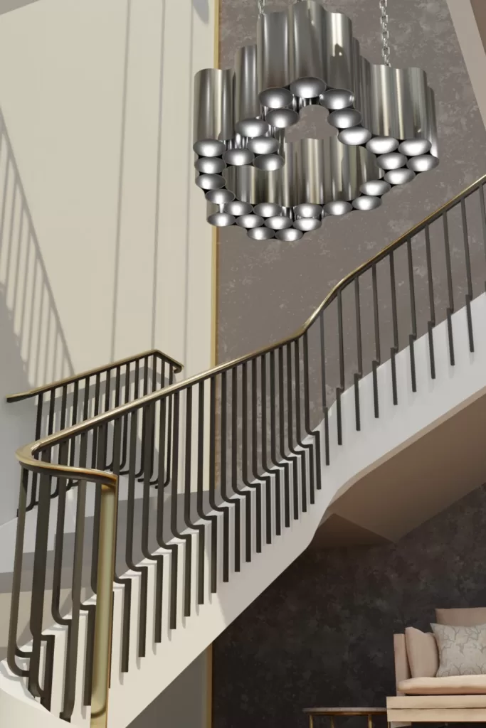 Luxury modern chandelier aluminium lighting design Corvus O 2e